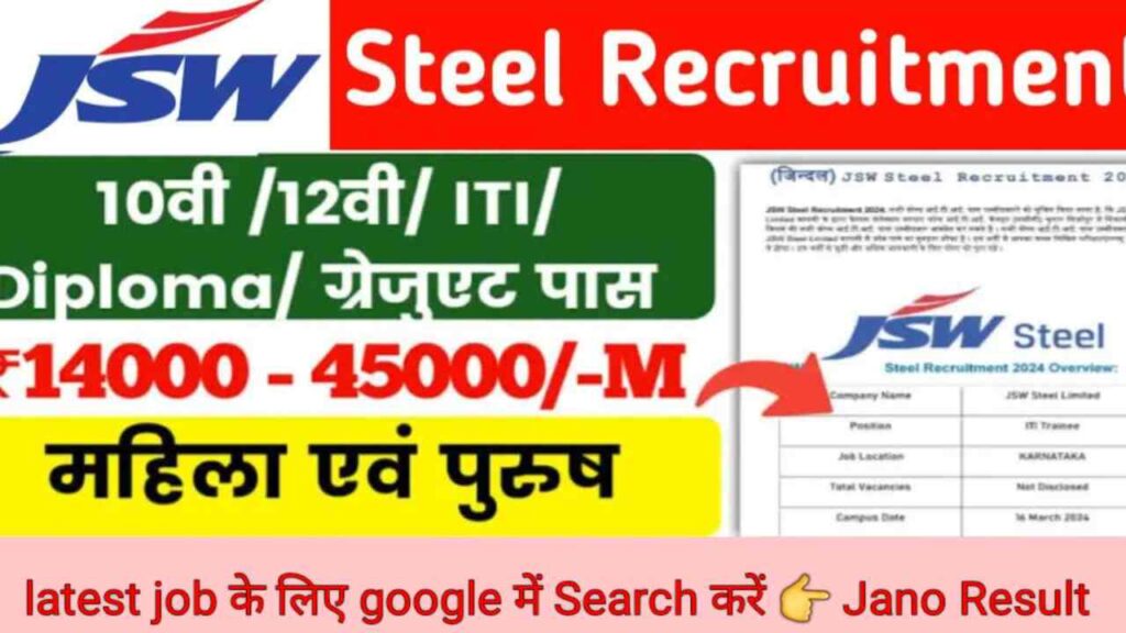 JSW Steel Plant Campus Placement 2024